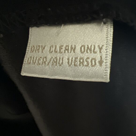 DANA BUCHMAN Button Down Black Dress Size 12 Satin Like Collar Cuffs Bottom Hem - Picture 13 of 14